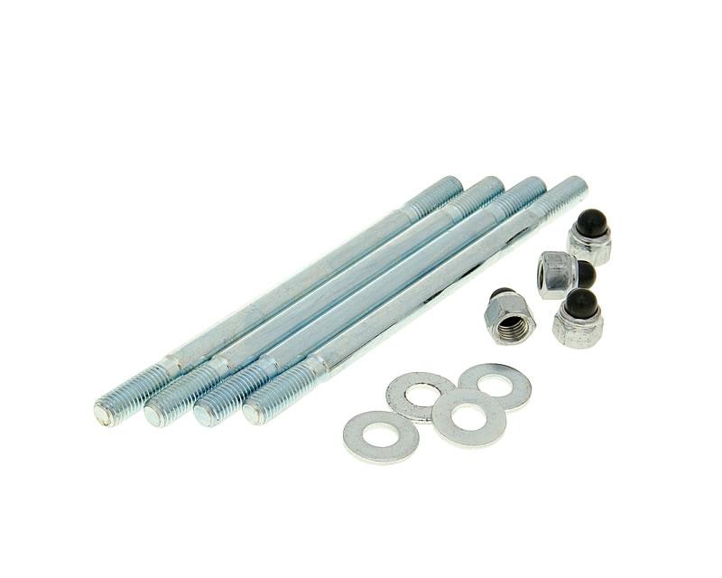 Cilinderboutenset incl. moeren M7x115mm - 4 stuks elk voor Minarelli AM Cilinder tapeindset incl. moeren M7x115mm