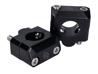Stuurklemmen / adapterset Doppler zwart CNC – voor montage van 28.6 mm stuur (fatbar) op 22mm stuurhouders