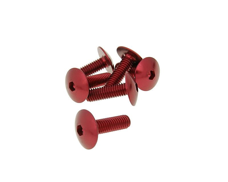 Kuipschroeven binnenzeskant - geanodiseerd aluminium rood - set van 6 stuks - M6x20 Kapschroef set inbus - aluminium rood - 6 stuks - M6x20 - Afbeelding 1